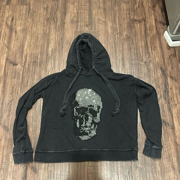 Vintage Havana Skull Studded Black Hoodie Sweatshirt, Size Small - Picture 1 of 7